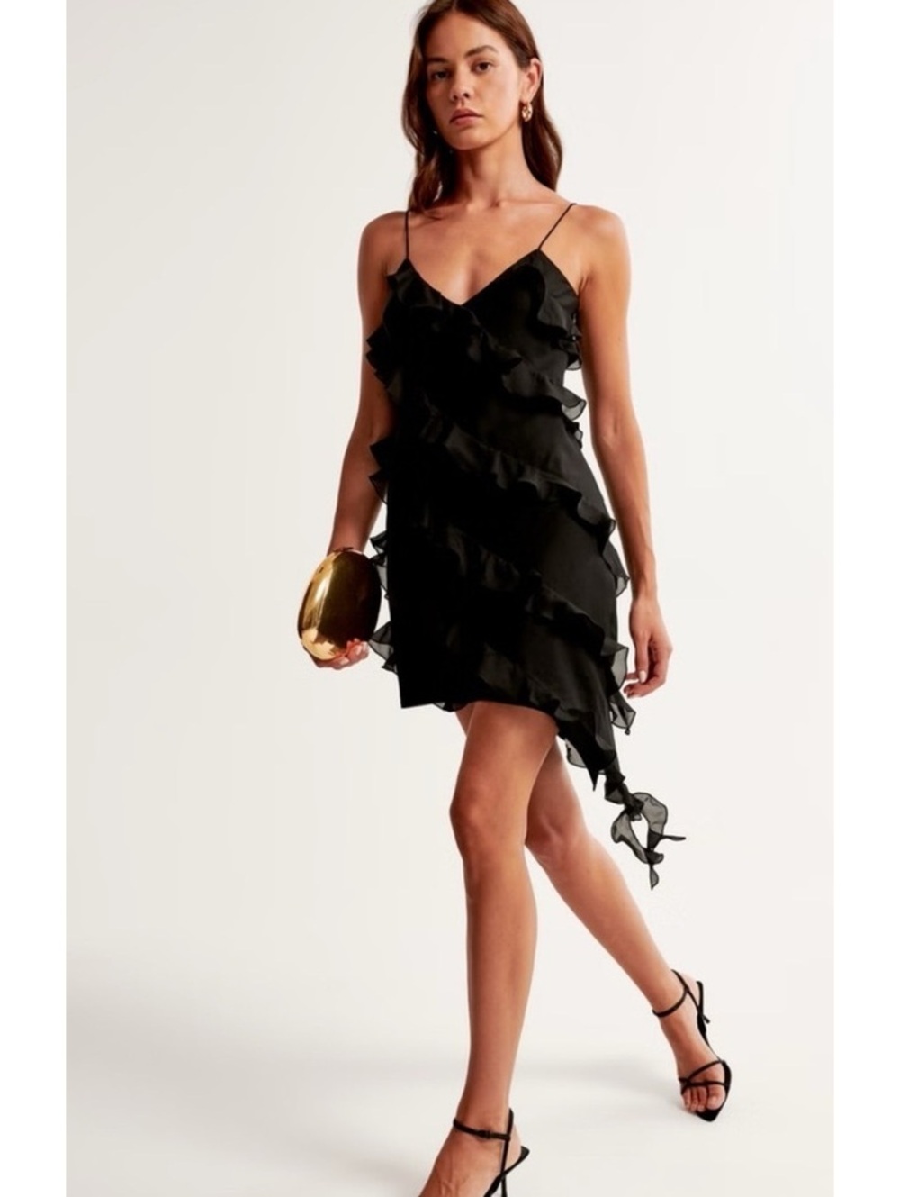 NWT Abercrombie and fitch Spaghetti Strap Ruffle Mini Dress small petite - Picture 1 of 6